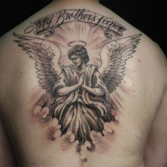 Angel rip tattoo for brother