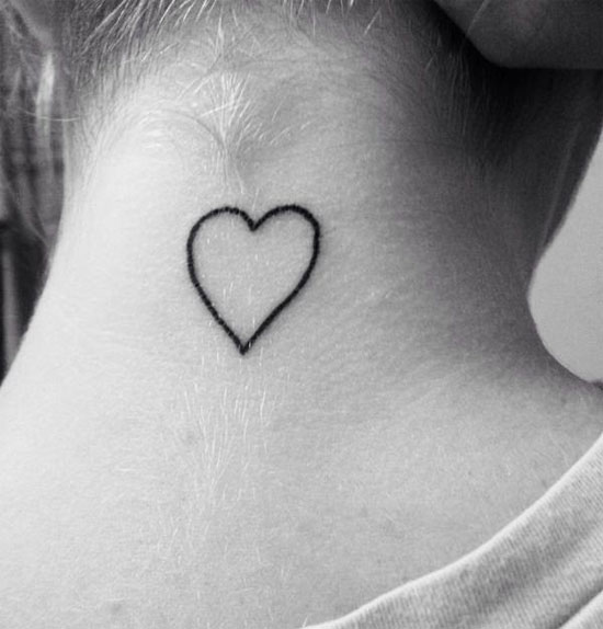 Empty heart tattoo on neck