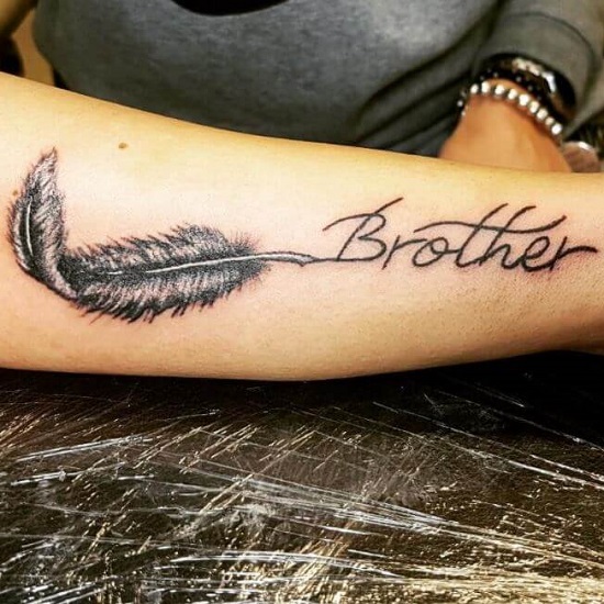 Feather rip tattoo for brother