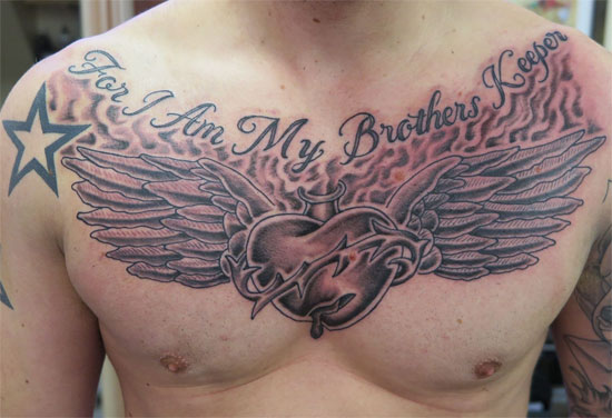 rip brother love tattoo on chest