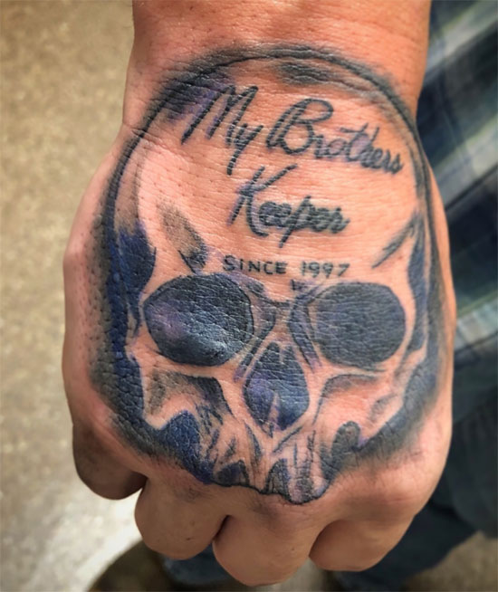rip tattoo for brother on hand