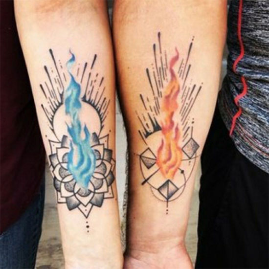 twin flame couple tattoo