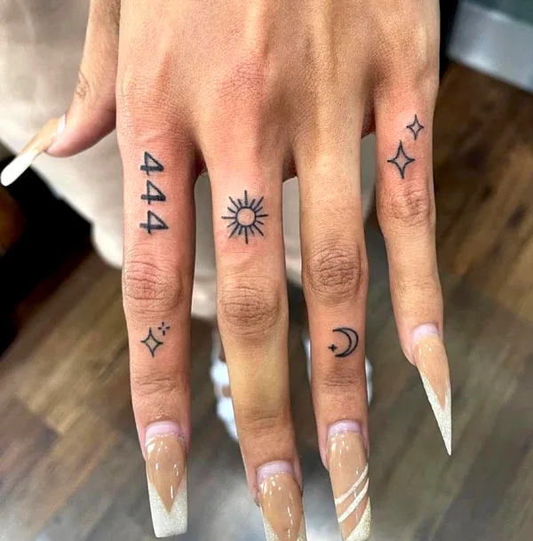 444 finger tattoo 2