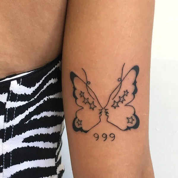 999 and butterfly tattoo 2