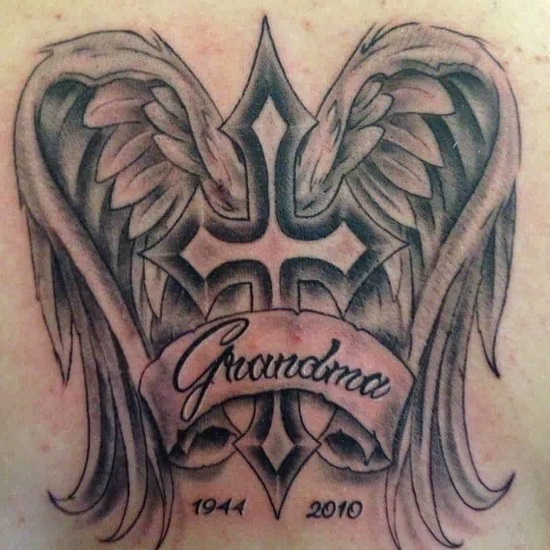 rip grandma angel tattoo