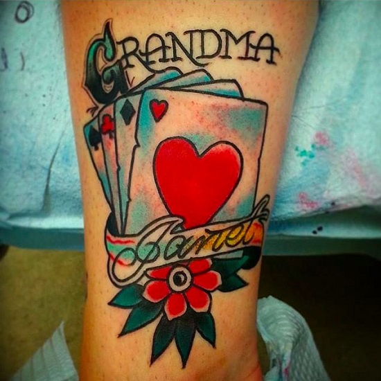 rip grandma card tattoo