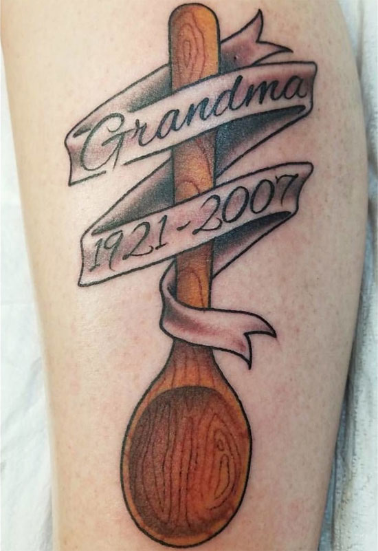 rip grandma spoon tattoo