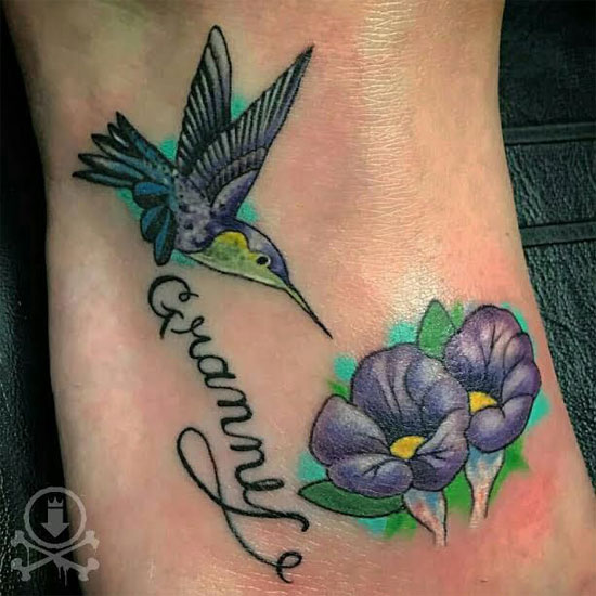 rip grandma tattoo with bird