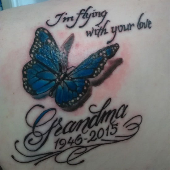 rip grandma tattoo with butterfly