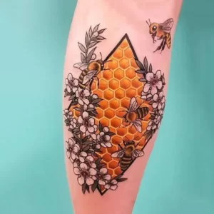 Bee and honeycomb tattoo 1