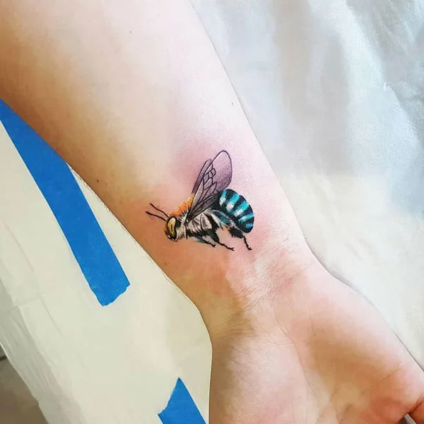 Blue banded bee tattoo