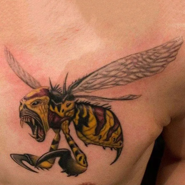 Evil bee tattoo