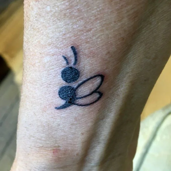Semicolon bee tattoo