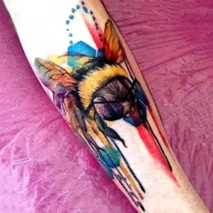 Watercolor bee tattoo 1