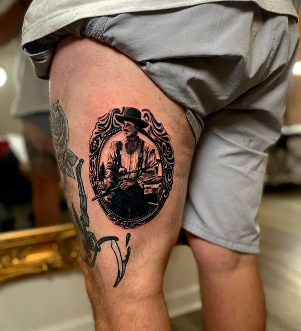 Doc Holliday Thigh Tattoo