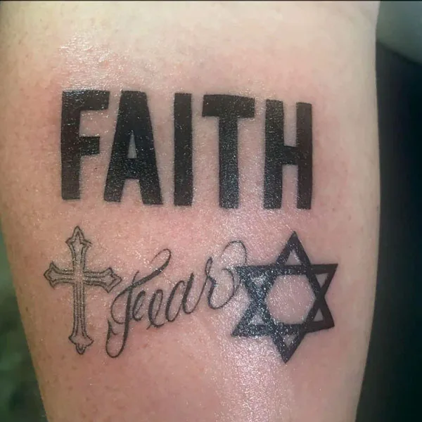 Faith over fear tattoo with star