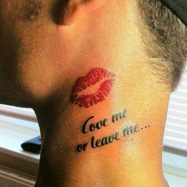 Philosophical Neck Lip Tattoo