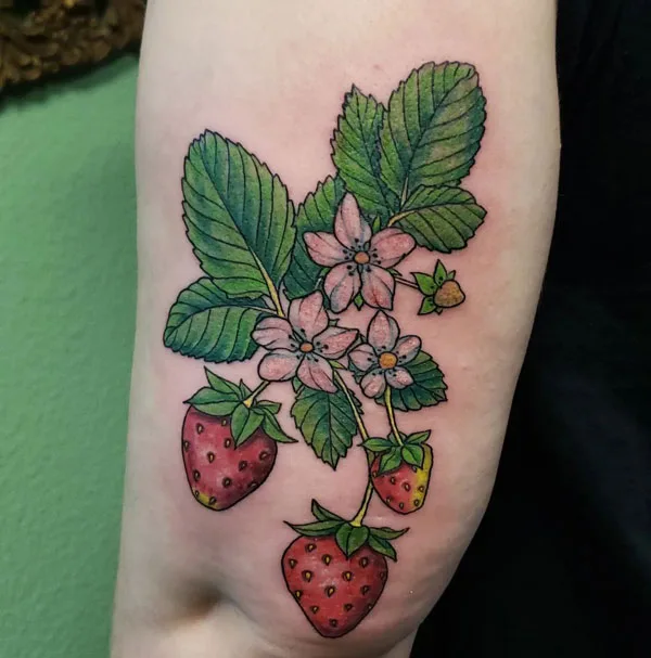 Strawberry Flower Tattoo