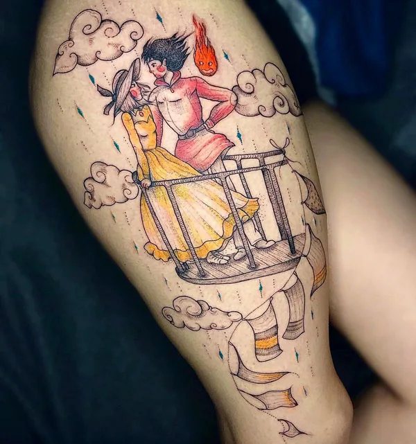 Thigh Howl's Moving Castle Tattoo