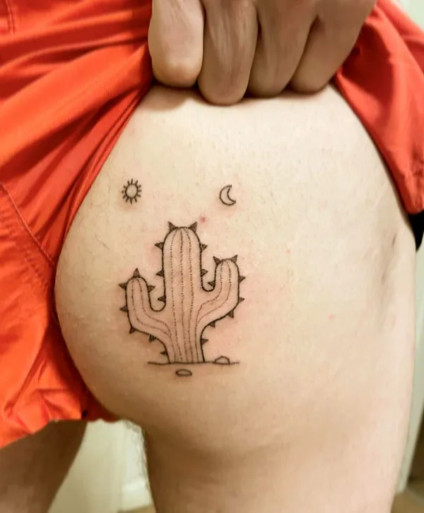Cactus butt tattoo