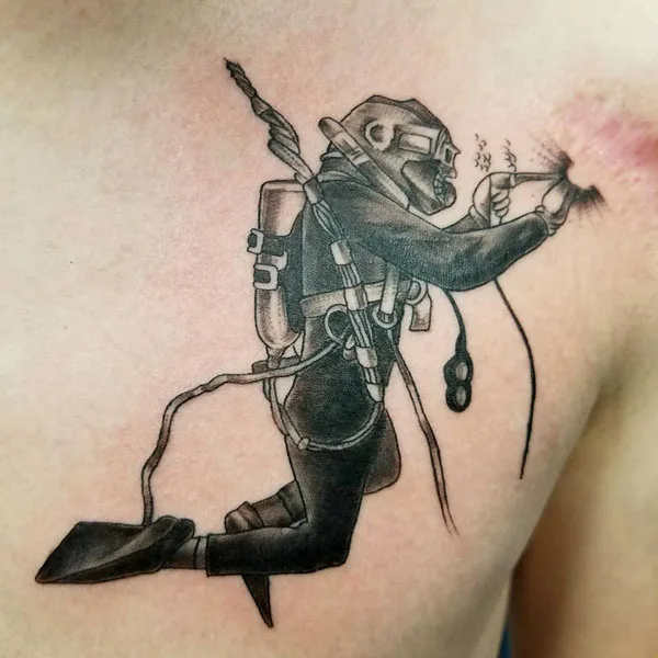 Diver welding tattoo