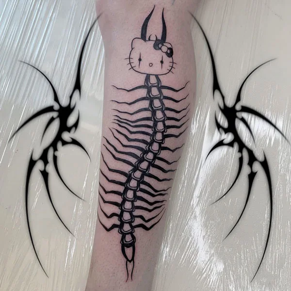 Hello Kitty Centipede Tattoo