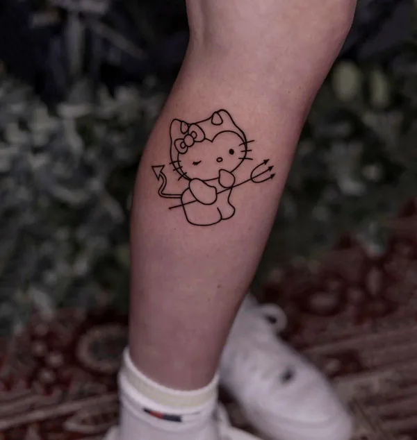 Hello kitty tattoo outline