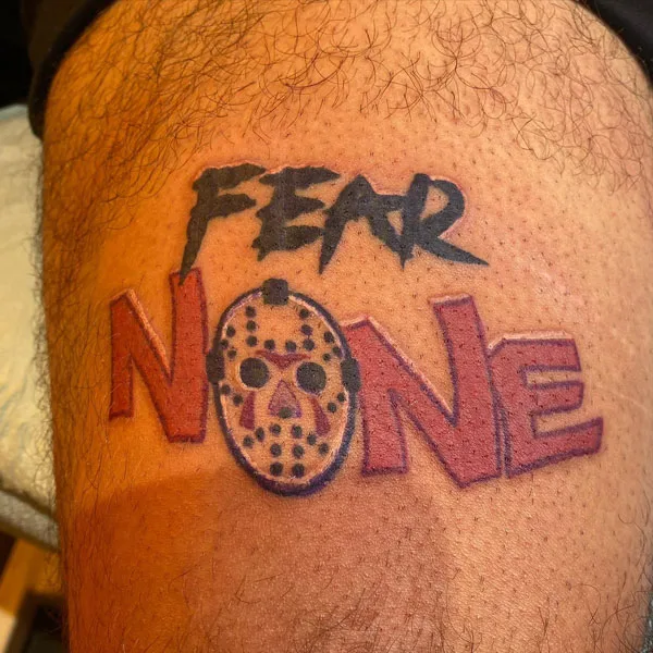 Jason mask fear none tattoo