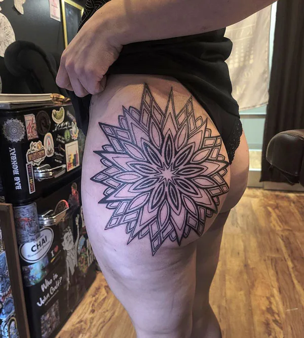 Mandala butt tattoo