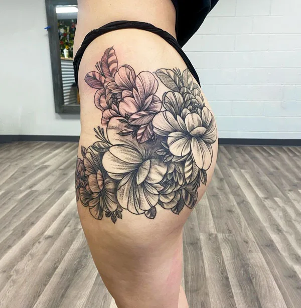 Side butt tattoo