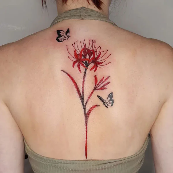 Spider Lily and Butterfly Tattoo