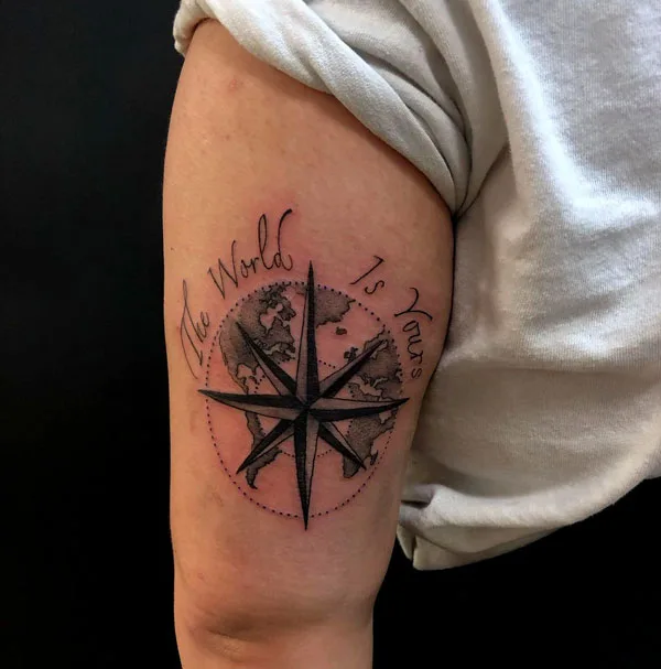 The world is yours compass tattoo