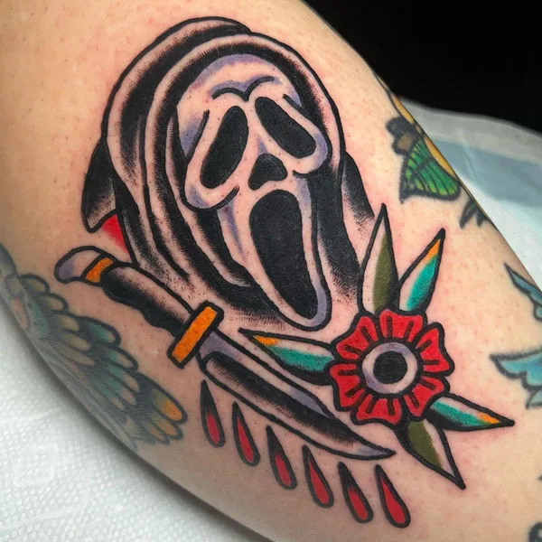 Traditional scream tattoo