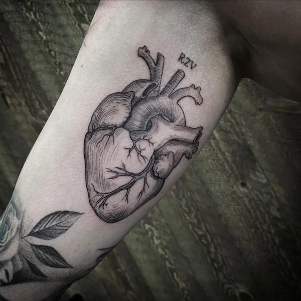 Anatomical heart tattoo 100