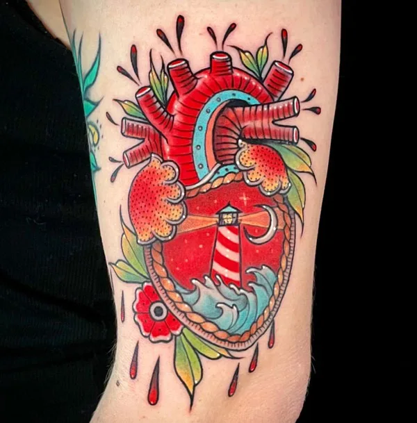Anatomical heart tattoo 29