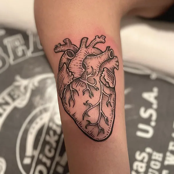 Anatomical heart tattoo 41