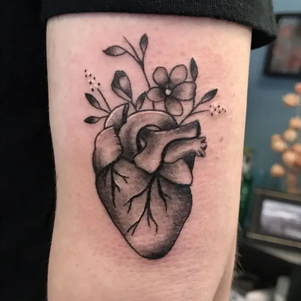 Anatomical heart tattoo 44