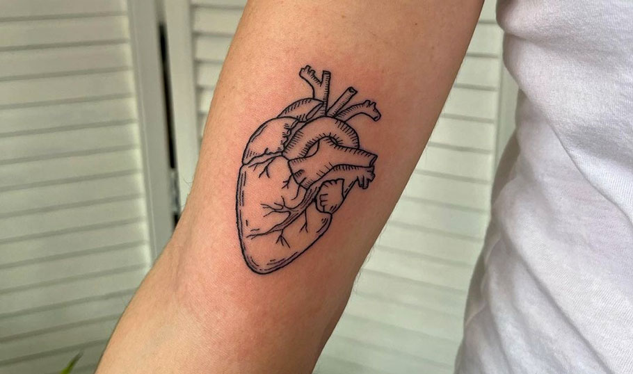 Anatomical heart tattoo