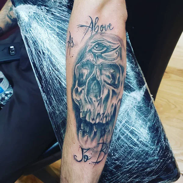 As above so below skull tattoo