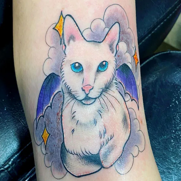 Bat cat tattoo