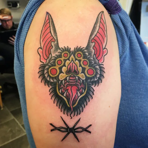 Bat face tattoo