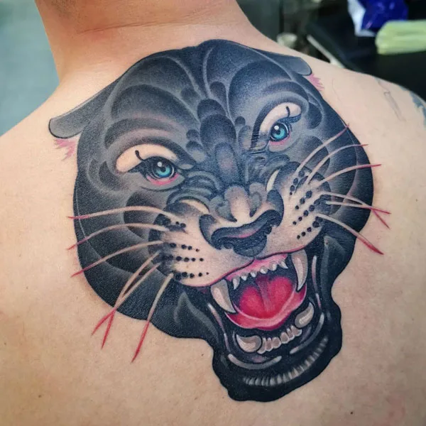 Black panther head tattoo