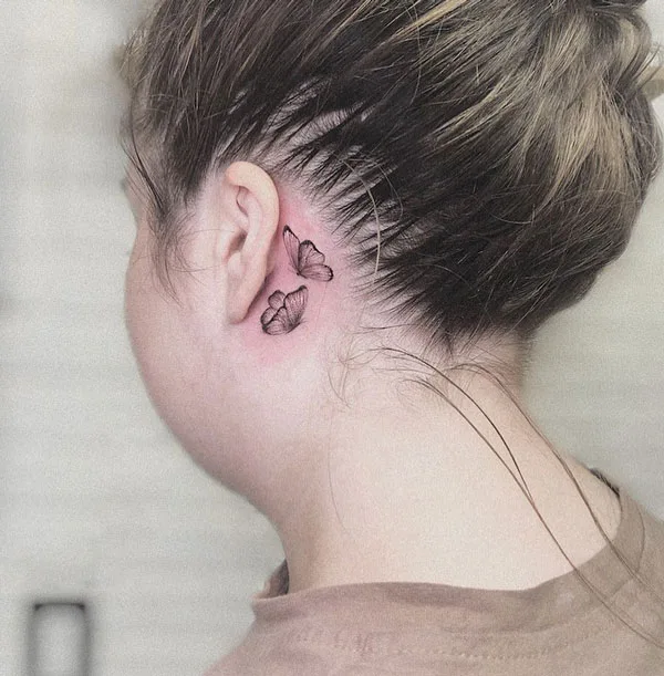 Butterfly tattoo behind ear 104