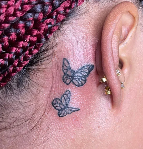 Butterfly tattoo behind ear 107