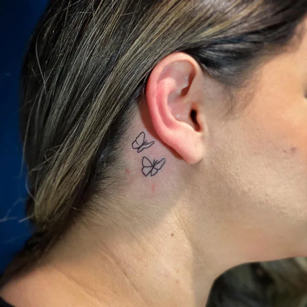 Butterfly tattoo behind ear 16