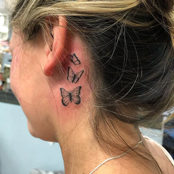 Butterfly tattoo behind ear 18