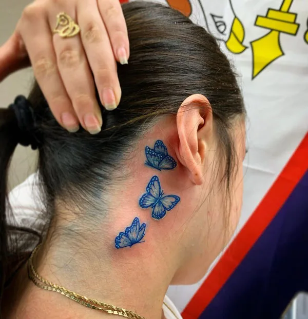 Butterfly tattoo behind ear 21