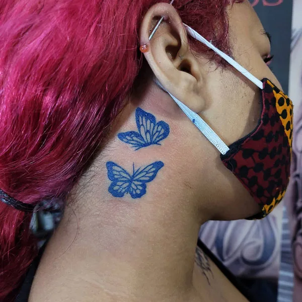 Butterfly tattoo behind ear 28