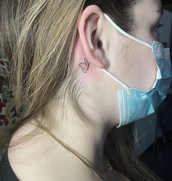 Butterfly tattoo behind ear 29