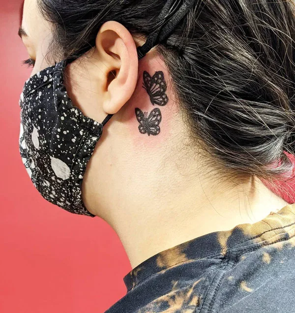 Butterfly tattoo behind ear 35